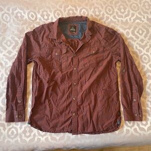 Prana, Men's, Red, Long Sleeve, Button Down, Size XL